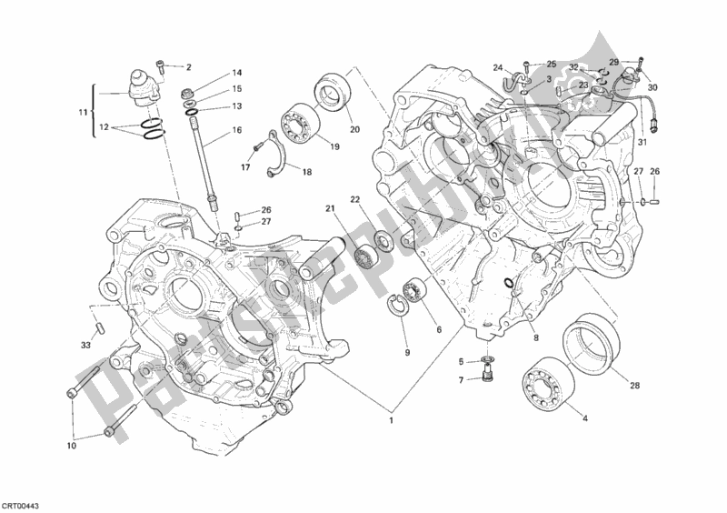 All parts for the Crankcase of the Ducati Superbike 1198 S USA 2009